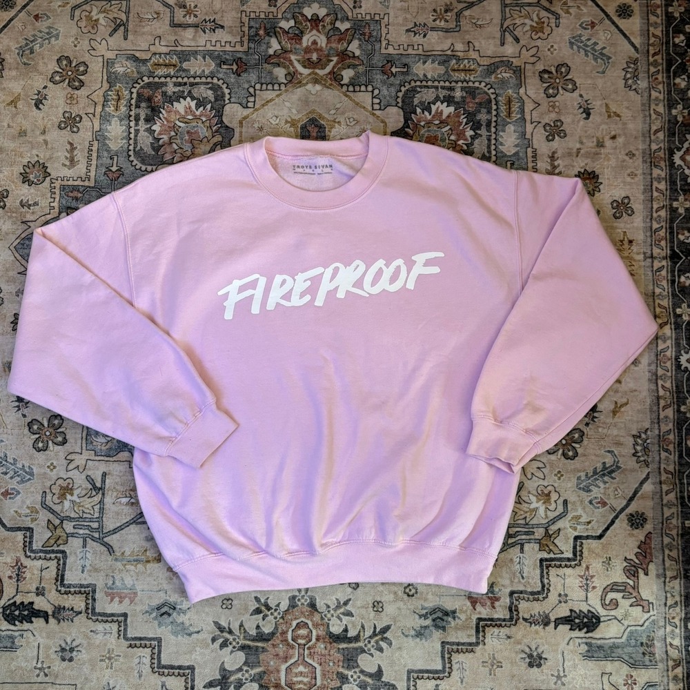 Troye Sivan Fireproof Pink Graphic Crewneck Sweatshirt Large Merch Concert Tour